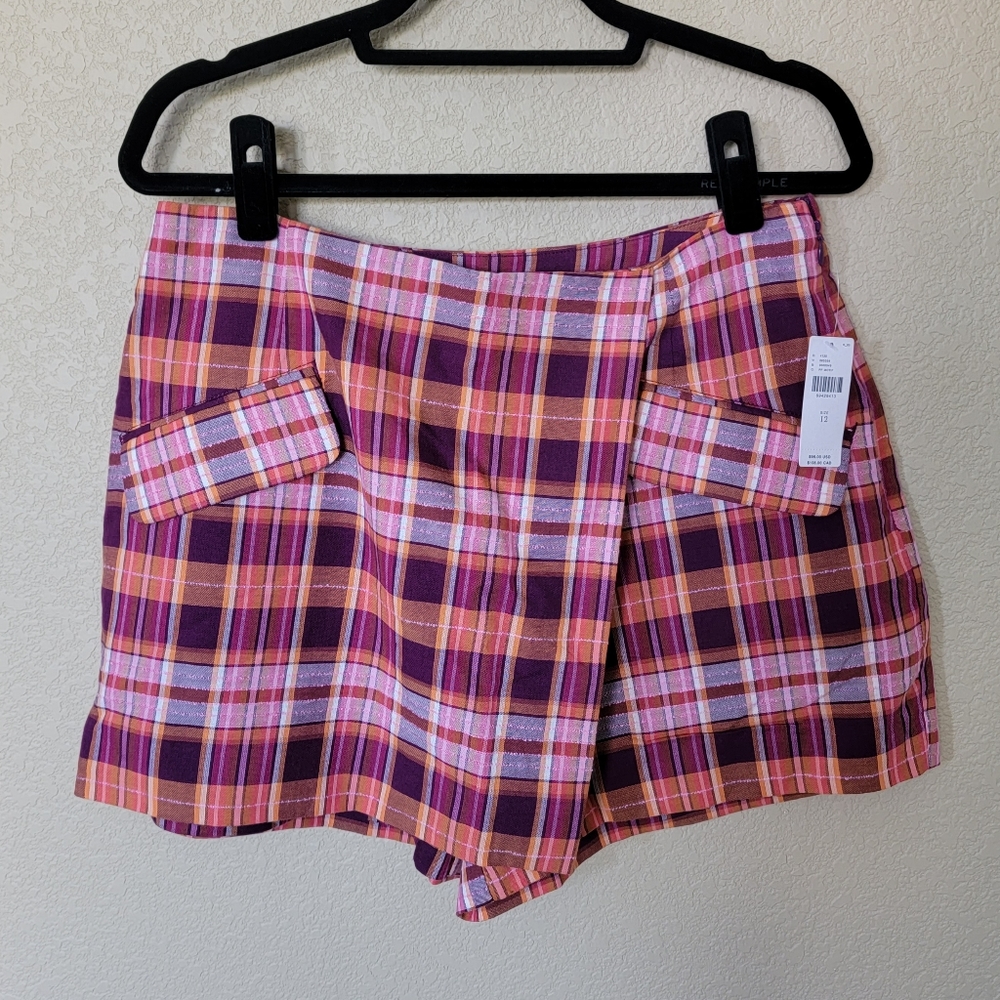 NWT Anthropologie Maeve Plaid Skort/Shorts, Size 12